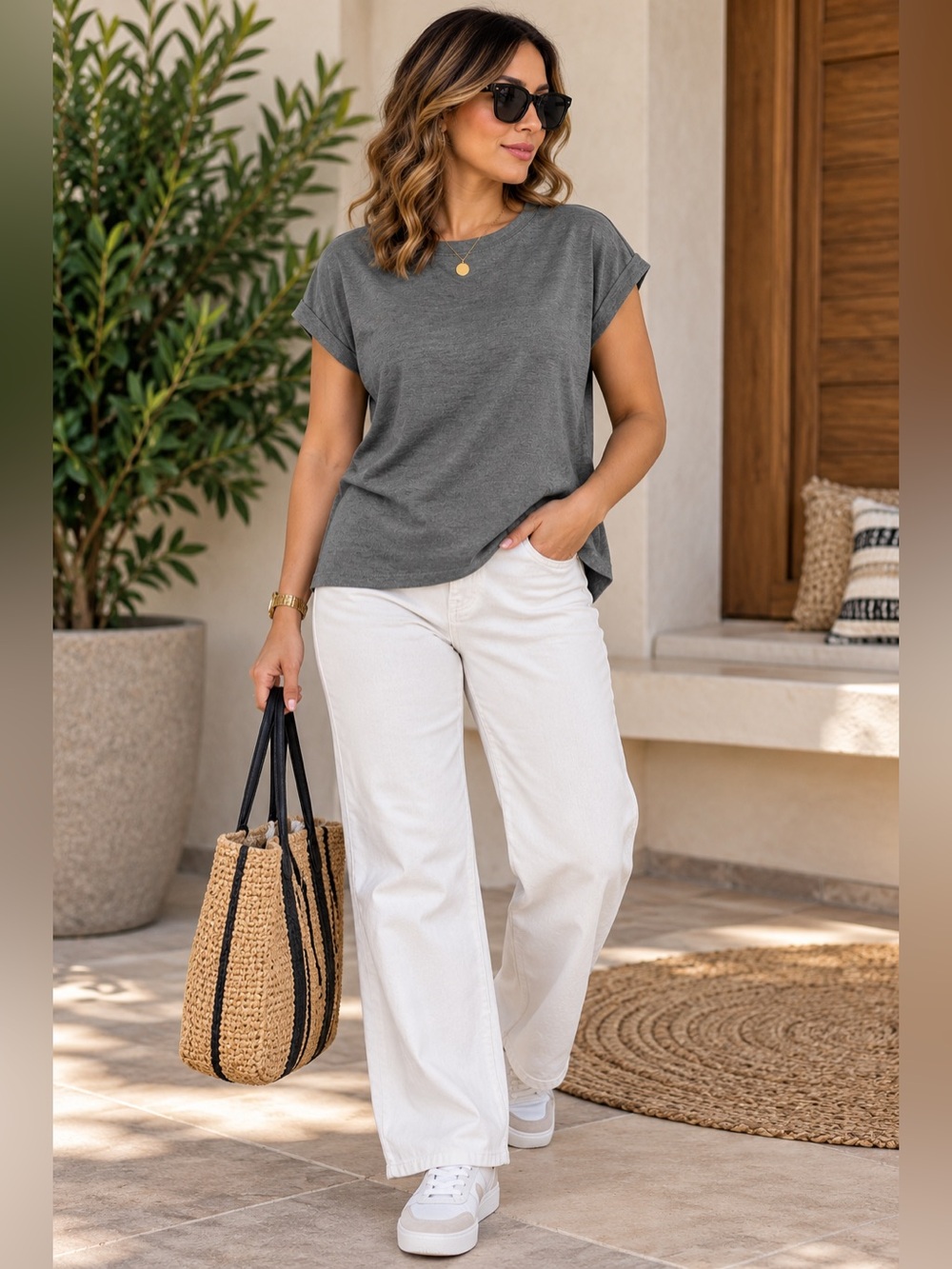 Cable & Gauge Metallic Gray Short Sleeve Tee